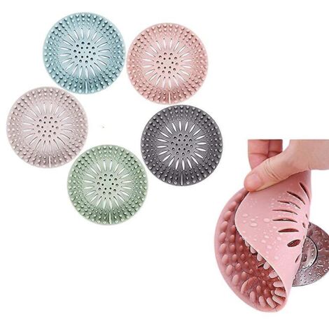 5-teiliges Haarfang-Set, strapazierfähiger Silikon-Haarstopper, Duschablaufabdeckung, einfach zu installieren und zu reinigen, geeignet für Badezimmer (1/5)