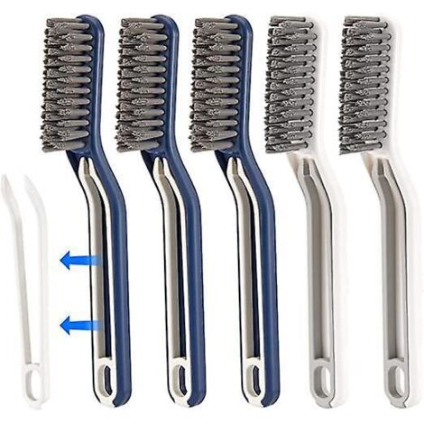 5-teiliges multifunktionales Fugenbürsten-Set für Badezimmer, 2-in-1-Bodenreinigungsbürste mit Clips, Fugenbürste, Badezimmerreinigungswerkzeug (1/5)