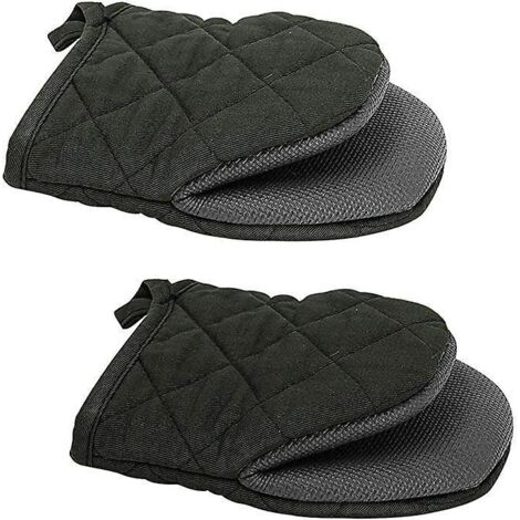 Duckbill Isolierter Silikon-Handschuhclip mit rutschfester Oberfläche (Schwarz, 2er-Pack) mit Schlaufe, geeignet für Mikrowelle und Backofen. (1/5)