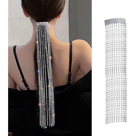 Strassquasten-Haarnadel, 40 cm, Haarschmuck, Hut-Haarnadel, Mädchen-Haarschmuck, Silber, Haarnadel für Pferdeschwanz (1/5)
