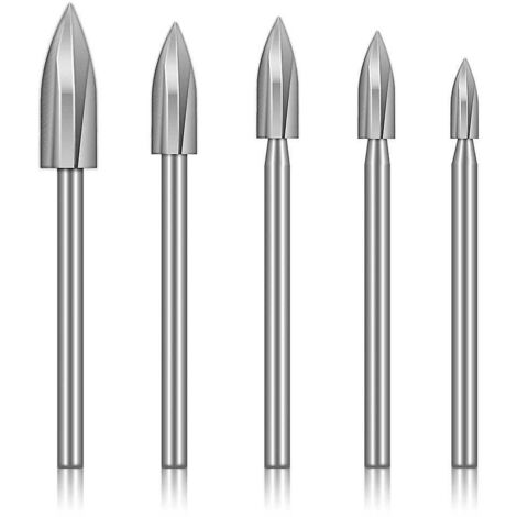 5-teiliges Holzschnitzbohrer-Set, 1/8" Schaft, für Heimwerkerarbeiten, Schnitzen, Gravieren, Schleifen und Bohren (1/5)