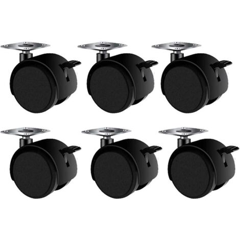Doppelrollen-Möbelrollen (6er-Pack), 38 mm, 360° drehbare Nylonrollen mit Bremsen, robuste Universal-Lenkrollen (1/5)