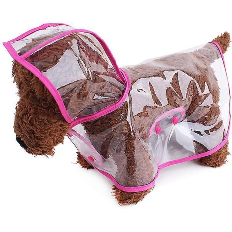 Regenponcho für Hunde (Größe M, Rosa), wasserdichter, leichter Teddy-Poncho aus transparentem Kunststoff für Welpen und Haustiere, geeignet für kleine bis mittelgroße Hunde