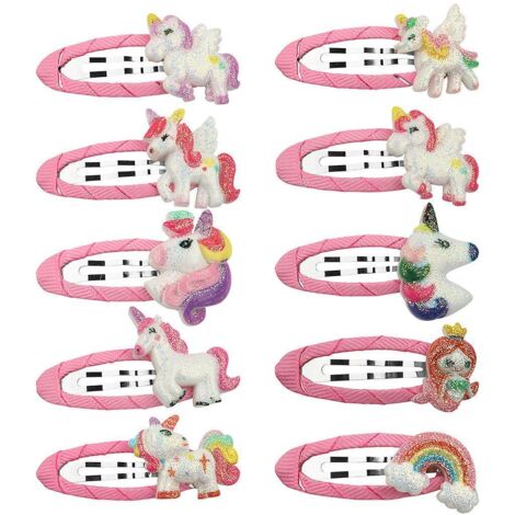 10 Einhorn-Haarspangen, Regenbogen-Haarnadeln in Wolkenform, niedliche Haarspangen für Babys, Mädchen, Teenager und Kinder (1/5)
