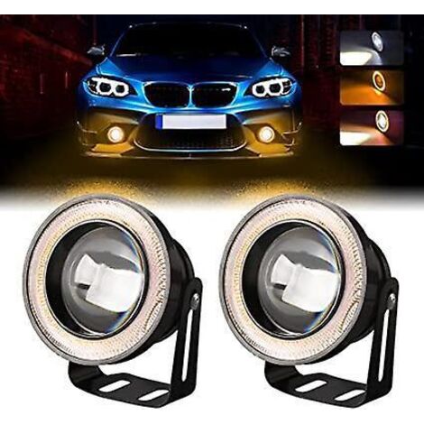 2 x 2,5 Zoll LED-Nebelscheinwerferlampen 12 V 30 W 6000 K Tagfahrlicht mit bernsteinfarbenen Angel Eyes Ersatz-Nebelscheinwerfer-Tagfahrlicht (1/5)
