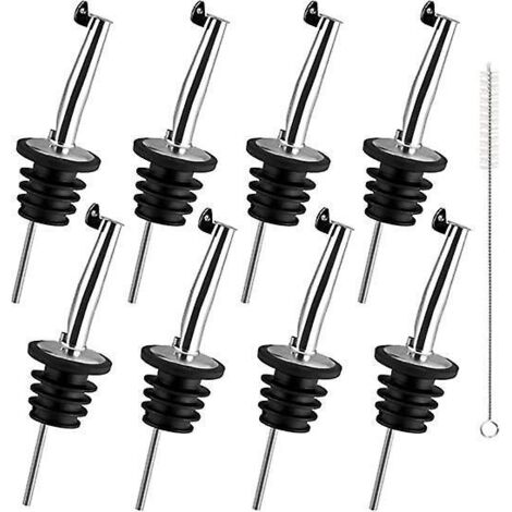 8-teiliges Ölausgießer-Set, Ausgießer aus Edelstahl, konischer Ausgießer, Ausgießer aus Edelstahl für alkoholische Getränke, Ausgießer mit Klappe für Wein, Olivenöl, Cocktails (1/5)