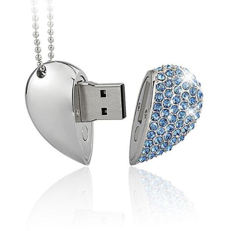 Herzförmiger Diamant-USB-Stick (Blau, 32 GB), High-Speed USB 3.0 Flash-Datenspeicher, fortschrittliches Herz-Diamant-Design (1/5)