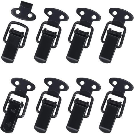 8-teiliges Federverschluss-Set (Schwarz) Edelstahl-Clipverschluss, Federverschluss, Entenschnabelverschluss für Werkzeugkästen, Schubladen, Schränke und Aufbewahrungsboxen (1/5)