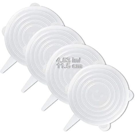 Set mit 4 dehnbaren Silikondeckeln, Einheitsgröße, dickere Ausführung, 11,5 cm Durchmesser (1/5)
