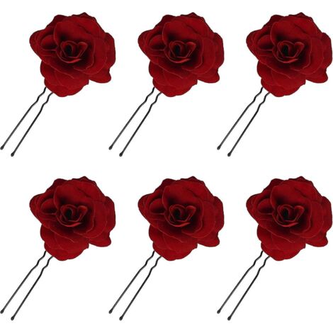 6-teiliges Haarspangen-Set mit Blumen für Damen, rosafarbene Blumen-Haarspangen für die Hochzeit, Flamenco-Tänzerin-Haarspange, handgefertigtes Hochzeitsaccessoire (1/5)