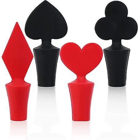 Set mit 4 Silikon-Weinflaschenverschlüssen, pokerförmigen Weinverschlüssen, wiederverwendbaren Vakuum-Weinverschlüssen, Korkenverschlüssen (1/5)