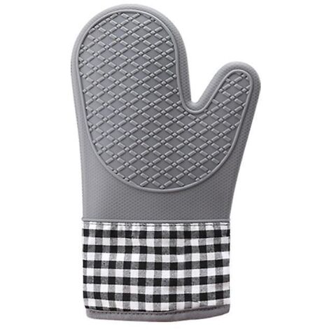 (Grau) Vichy Silikon-Ofenhandschuh und Hitzeschutzmatte in Grau, hitzebeständig und rutschfest (1/5)