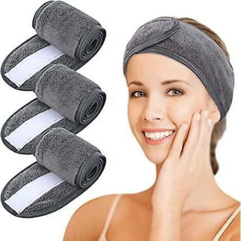 3er-Set Mikrofaser-Stirnbänder für Damen, waschbares Haarband für Make-up und Spa, verstellbares Haarband mit Klettverschluss für die Badewanne (1/5)