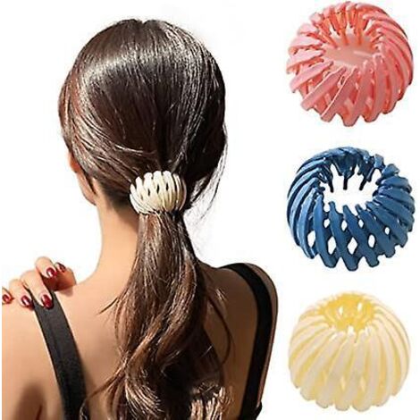 3-teiliges Set automatischer Haarspangen mit Vogelnest-Design, Haargummis, Locken und einziehbaren Haarspangen (1/5)