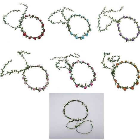 7-teiliges Blumenkranz-Haarreif-Set für Damen, Girlanden-Haarreif, floraler Boho-Haarreif für Mädchen, Haarschmuck für Hochzeiten und Festivals (1/5)