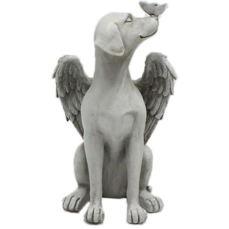 Engel-Hundestatue, kreativer Grabstein aus Kunstharz für Haustiere, Gedenkstein für den Garten, Tierornamente