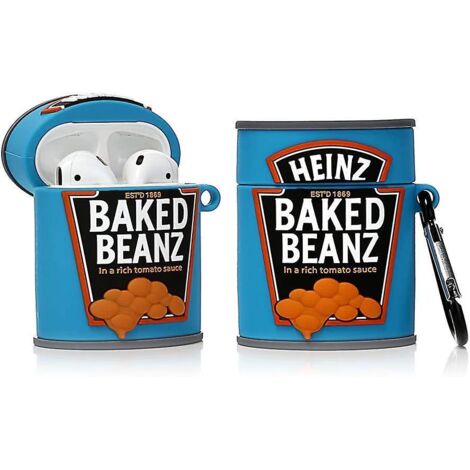 (Gebackene Bohnensauce) Niedliche und lustige Silikonhülle für Apple AirPods 1 und 2 [Getränkedosen-Serie] (1/5)