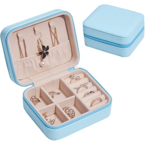 Schmuckkästchen, kleiner Reise-Schmuckorganizer, Aufbewahrungstasche aus PU-Leder für Damen und Mädchen, tragbarer Halter für Halsketten, Ohrringe, Ringe und Accessoires (1/5)
