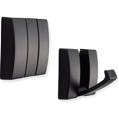 Klappbare Kleiderhaken - Robuste Wandhaken aus Aluminium - Einziehbare Haken zum Aufhängen von Mänteln, Schals, Hüten, Taschen, Handtüchern, Schlüsseln, Tassen (schwarz, 2er-Pack) (1/5)