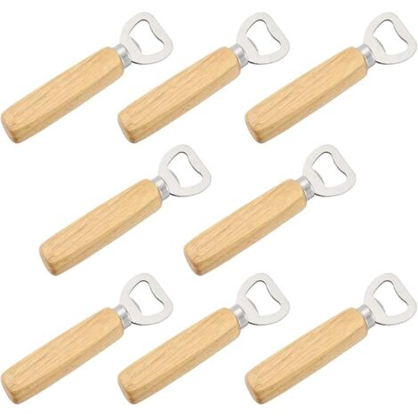 8-teiliger Flaschenöffner mit Holzgriff, Flaschenöffner mit Holzgriff, Bierflaschenöffner mit Holzgriff, für Zuhause, Küche, Bar, Geschenk (a (1/5)