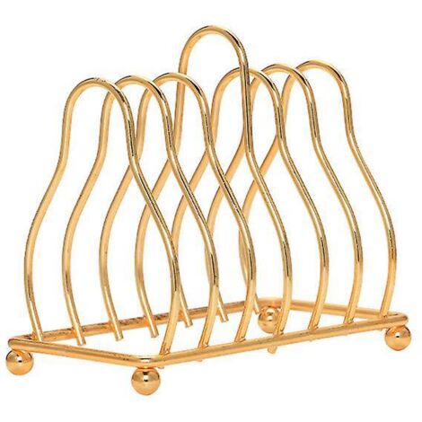 Toastergestell mit Kugelfüßen und Ringgriff, kleiner Geschirrständer, Abtropfgestell, dreieckige Ablage (gold) (1/5)