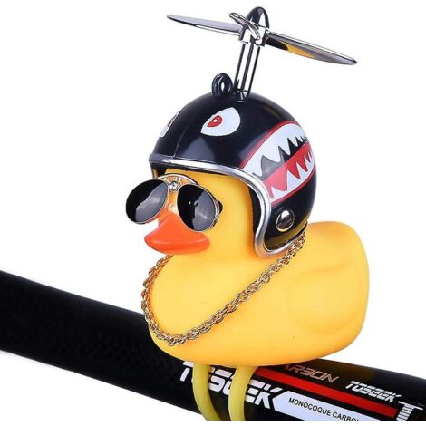 Niedliche, luftbetriebene Fahrradklingel mit LED-Beleuchtung in Form einer kleinen gelben Ente, für Kinder und Erwachsene. (1/5)