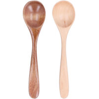 2-teiliger Holzlöffel mit gebogenem Griff zum Umrühren, ideal für die heimische Küche und die Gastronomie