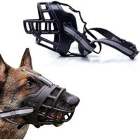 Verstellbarer Hundehocker aus Kunststoff (m, reflektierendes Schwarz), weicher Sicherheitskorb aus Gummi, verstellbarer Atemgurt, geeignet für Haustiere