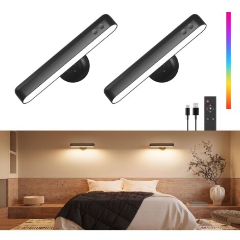 Rechargeable LED Wall Lights with 7500mAh Battery, Touch & Remote Control, 3 Colors & 15 RGB, 360° Rotatable, Dimmable