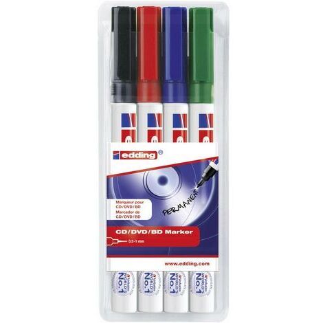 Edding 8400 marqueur indélébile Pointe ogive Noir, Bleu, Vert, Rouge 4 pièce(s) (1/3)