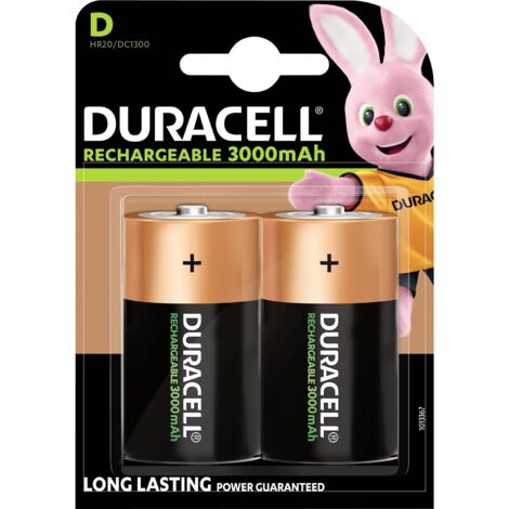 Pile rechargeable Duracell PreCharged LR20 (D) NiMH 3000 mAh – Lot de 2 – Performances élevées à basse température (1/3)
