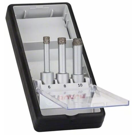 Bosch – Forets diamantés à sec pour céramique – Diamètres 6/8/10 mm – Coupe nette sans éclats – Compatible perceuses 13 mm – 2608587145 (1/10)