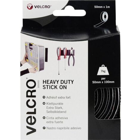 Bande auto-agrippante extra-forte 1000 mm x 50 mm – Partie velours et crochets – Adhérence robuste pour surfaces variées – Noir – Velcro - W38294
