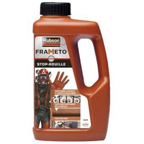 Rubson Frameto Stop-Rouille, Traitement antirouille pour noir intérieur et extérieur, Convertisseur de rouille à effet immédiat, peut être peint, 1 L