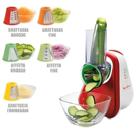 Hachoir Moulinex Fresh Express DJ755G 200W – Design compact rouge et blanc – 5 fonctions – Pièces lavables au lave-vaisselle