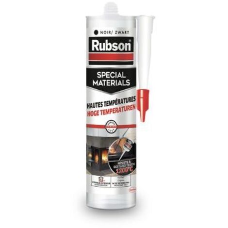 Rubson Mastic Special Materials Hautes Températures, réparation et étanchéité des cheminées, chaudières, fours, barbecue.. - Coloris Noir - Cartouche de 280ml
