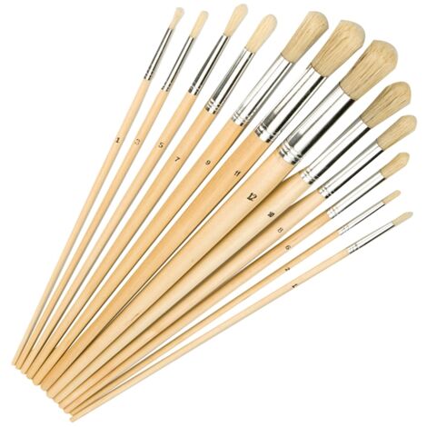 Lot de 12 pinceaux ronds pour peinture – Soies naturelles – Manche en bois – Tailles de 1 à 12 mm – 868848