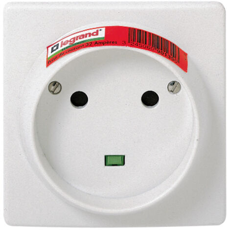 Legrand – Prise de courant encastrée 2P+T 32A – Éclips de protection pour sécurité enfants – Installation encastrée ou saillie – Blanc
