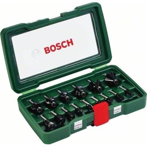 Bosch – Coffret de 15 fraises carbure 8mm – Fraises à arrondir, affleurer, chanfreiner – Pour défonceuses et toupies – Précision de coupe