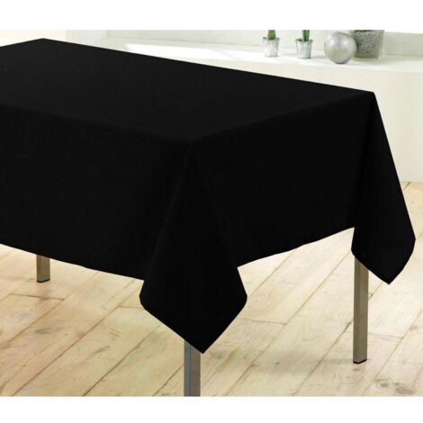 Douceur D'Intérieur – Nappe rectangle 140 x 200 cm – Polyester noir uni – Finition ourlet – Élégance pour dîners modernes et réceptions