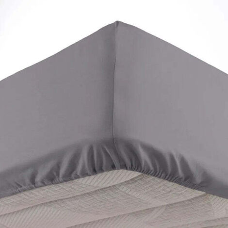 Douceur D'Intérieur – Drap housse 100% coton 57 fils/cm² gris souris 140 x 190 cm – Bonnet 25 cm pour maintien optimal – OEKO-TEX Standard 100