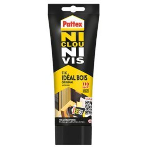 Pattex Ni Clou Ni Vis Extra Fort & Rapide, colle de fixation surpuissante, colle rapide qui permet une prise instantanée, colle blanche, tube 260 g