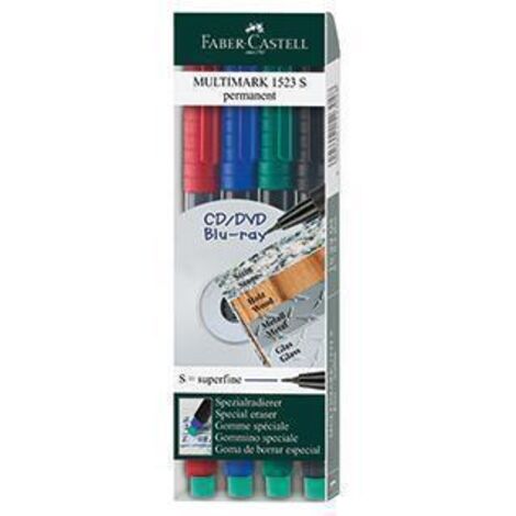 Faber-Castell 152304 marqueur indélébile Noir, Bleu, Vert, Rouge 4 pièce(s) (1/5)