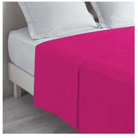 Drap plat 1 personne Lina point bourdon - 57 fils - 180 x 290 cm - Bois de rose - Livraison gratuite (1/3)