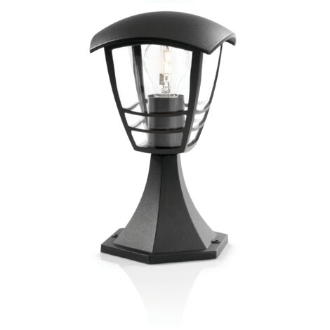 Philips – Applique murale hublot d'extérieur 1x60W noir – Aluminium IP44 – E27 – Dimensions 17,5x30x17,5cm pour éclairage extérieur (1/5)