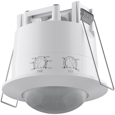 Détecteur de Mouvement Infrarouge, pour montage encastré au plafond, détection de 360°, portée de 6 m, pour l'intérieur (IP20), adapté aux LEDs. (1/4)