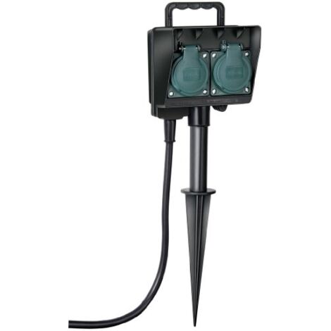 Brennenstuhl – Multiprise extérieure 1154430 2 prises 230V 16A – Câble 1,4m – IP44 pour chantiers humides – Unité de distribution électrique