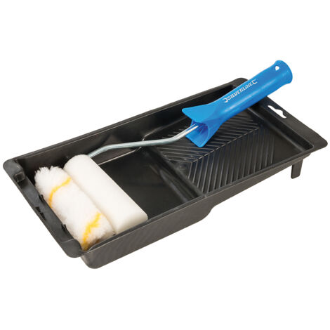 Silverline – Lot de 2 mini rouleaux pour peinture – Bac à rouleau ergonomique – Application de primaires et vernis – Plastique robuste et résistant