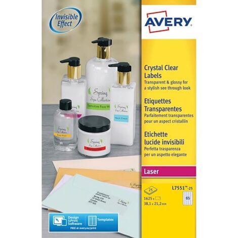 Avery L7551-25 étiquette à imprimer Transparent (1/4)