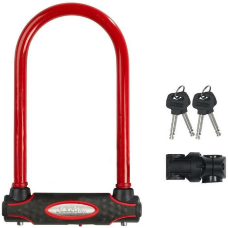 MASTER LOCK Antivol Vélo U [A Clé] [Support de Vélo Universel] [Antivol Certifié] [Rouge] 8195EURDPROCOLR - Idéal pour les Vélos, Vélos Electriques, VTT et autres (1/4)